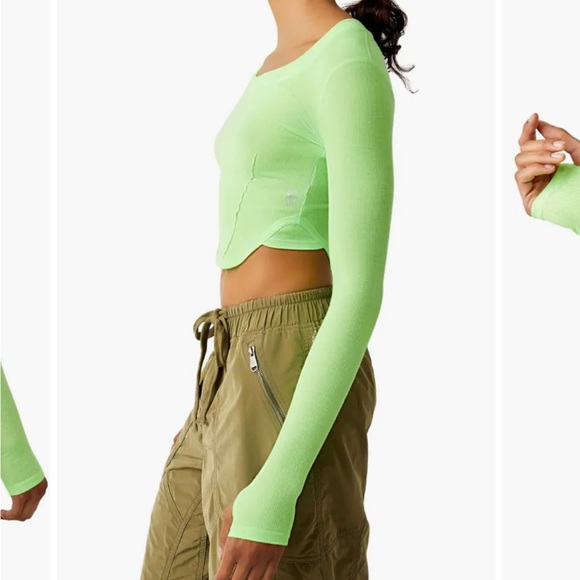 Free People Mind Over Matter Long-Sleeve Lime Zest - Picture 2 of 5